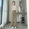 Traje Color Marfil Pantalones de Pierna Ancha Mujer 2026 Primavera/Otoño Nuevo Casual de Cintura Alta Fluido Versátil de Pierna Recta Pantalones de Traje Casual