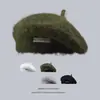 Boina de Mohair Mixto Tejida en Fábrica Sombrero de Artista al por Mayor para Mujer Otoño/Invierno Estilo Japonés Versátil que Adelgaza el Rostro Gorro de Punto