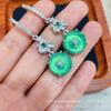 Pendientes de calcedonia de ágata bañados en plata de hielo de alta calidad al por mayor, con hebilla de paz verde Bingyang, estilo nacional, comparables a los pendientes de luz de jade.