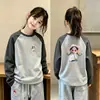 Camiseta base de forro polar para niña con cuello redondo, ropa interior de otoño e invierno, camiseta de manga larga con bloques de color, ropa informal para niños de otoño e invierno