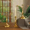 Candelabro de Estilo Francés Vintage para Mesa de Comedor, Portavelas Romántico Retro, Base para Atrezo de Fotografía Estilo Europeo, Blanco Roto