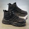 Botas de Trabalho Masculinas Inverno Antiderrapantes Botas Martin de Caminhada Sapatos de Pai Masculinos com Solado Grosso que Aumentam a Altura Sapatos Esportivos Casuais de Cano Alto Tendência