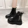 Botas Femininas Estilo Martin, Novidade 2026 Botas de Cano Alto Tendência Estilo Coreano Outono/Inverno, Botas de Cano Médio com Salto Baixo