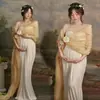 Estudio Fotográfico Tema Verano Fotografía Nuevo Dulce y Fresco Conjunto de Tirantes de Punto Azul Atuendo para Foto de Maternidad