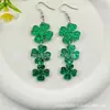 St de Venta Caliente Transfronterizo. Pendientes y Colgantes Acrílicos 2D de Trébol para el Día de San Patricio, Set Verde de Carnaval Irlandés