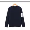 Nueva Sudadera de Cuello Redondo de Punto Waffle Otoñal Tb, Chaqueta Base Casual de Estilo Coreano con Rayas de Cuatro Colores Tejidas