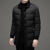 Nueva moda de invierno casual de punto con costuras, solapa, de un solo botón, larga, ajustada, chaqueta de plumón para padre de mediana edad