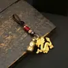 Liga de Três Dimensões Ano do Dragão Dragão Dourado Chaveiro Pingente para Homens Mulheres Chaves de Carro Bolsas Pingente diy Corda Feita à Mão