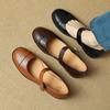 Zapatos Mary Jane de Piel de Cabra con Textura Completa Dorados Hebilla Redonda Pequeña Primavera 2024 Tacón Bajo Punta Redonda Zapatos de Cuero Completo para Mujer 40
