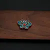Novos Acessórios de Liga Chinesa, Acessórios de Joias Imitando Azul Queimado com Gotejamento de Óleo, Pingentes de Prato Florido, Leques Redondos, Acessórios de Cabelo Estilo Antigo