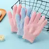 Guantes de baño exfoliantes de cinco dedos, toalla de baño exfoliante y eliminadora de suciedad para el hogar, guantes de baño eliminadores de polvo y suciedad