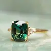 Anel Elegante Retrô Verde Zircônia Europeu e Americano Mais Vendido Transfronteiriço Anel de Casamento e Noivado Feminino Joias da Moda Atacado