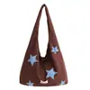 2026 Nova Bolsa Tote de Ombro Bordada com Céu Estrelado Estilo Coreano para Estudantes, Bolsa de Mão Simples para o Dia a Dia e para a Aula