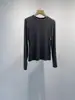 Camiseta Base de Cachemir de Lujo Albas para Mujer con Cuello Redondo y Diseño de Manga con Agujero para el Pulgar, Suéter de Punto de Manga Larga para Otoño