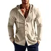 Camisa con capucha de manga larga para hombre, Primavera y Verano, Transfronteriza; Camiseta casual de manga larga para hombre, color liso, con bolsillo de parche; Ropa de abrigo para hombre