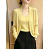 Conjunto de Duas Peças Novo para Primavera, Outono, Inverno Feminino Plus Size Cardigã de Tricô Liso Blusa Longa Slimming de Manga Longa para Mulheres