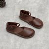 Sandalias de Verano Nuevas para Mujer de Cuero Genuino Hechas a Mano Originales Suela Suave Cómodas Punta Plana Retro Artísticas Casuales Zapatos de Piel de Vaca