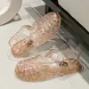 Sandálias Romanas de Cristal Coreanas, Tamancos, Sapatilhas para Primavera e Verão, Sandálias Vazadas, Sapatos Romanos de Gelatina, Sandálias com Biqueira para Mulheres