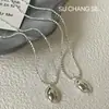 Collar con colgante ovalado de plata de ley S925 para mujer, estilo ins coreano, nicho de lujo ligero, cadena de clavícula en capas de alta gama