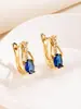 Pendientes cruzados Shein nuevos de cristal color rojo granate ovalado con detalles en dorado champagne para mujer, accesorios de moda elegantes y sencillos