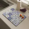 Alfombrilla Drenante de Cocina de Tierra de Diatomeas Retro, Resistente a Manchas, Fácil de Limpiar, Alfombrilla Antideslizante, Alfombrilla Absorbente de Café para Aislamiento Térmico de Platos de Comedor Domésticos