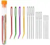 Aguja curva de aluminio de ojo grande para costura a mano, tejido y reparación; aguja de ojo grande para coser suéteres; aguja de coser; aguja de estambre; herramienta de tejer
