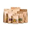 Bolsa de Papel Kraft con Sello de Ocho Lados para Ventana Escarchada Bolsa Auto-Sellante Bolsa de Empaque para Alimentos Carne Seca Bolsa Sello Superior Engrosada