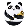 Panda Segurando Bambu Ornamento Cerâmico Roly-Poly para Decoração de Mesa de Escritório em Casa Entrada Artesanato de Carro Pequeno Ornamento