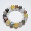 [Todos os Seus Desejos se Realizam] Pulseira de Cristal Flor Amarela Natural para Mulheres, Versátil Preto Dourado Super Sete Pulseira da Moda Atacado