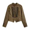 Venta al por mayor transfronteriza 2026 estilo europeo y americano moda casual hebilla anudada textura de gamuza manga larga abrigo de mujer A770113