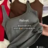 Nueva colección de otoño e invierno: camisola de color liso, tela cepillada, cuello cuadrado, cálida y cómoda con copas incorporadas, versátil y favorecedora