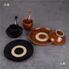 Tigela de Cerâmica Totalmente Esmaltada Tigela de Arroz Prato de Osso Xícara de Chá Colher Louça Retrô Nostálgica Japonesa Conjunto de Três ou Quatro Peças