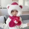 Gorro infantil para otoño e invierno, máscara facial a prueba de viento para ciclismo al aire libre para niños y niñas, gorro de punto con protección para las orejas, gorro con bufanda integrada para bebé