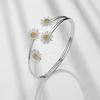 Pulsera de Margarita Plata Estilo Coreano Simple para Mujer ins Nicho Elegante Personalizada Plata 925 Chapada Crisantemo Pulsera Abierta