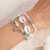 Pulsera tejida con cuentas de arroz, concha de caracola y tortuga, transfronteriza, para mujer, tobillera de estrella para vacaciones de verano en la playa, paquete de 3 piezas
