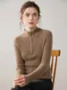 Venta al por mayor de fábrica Suéter Base de Punto de Cachemir de Nuevo Estilo con Cremallera y Cuello Medio Alto a Rayas para Mujer Abrigo Suéter Ajustado para Mujer