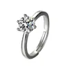 Anillo de diamantes de simulación de alta gama de seis garras para mujer, anillo de compromiso de moissanita para parejas, moda simple, anillo de boda al por mayor