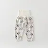 Pantalones largos de algodón para bebé, de cintura alta, que protegen la barriga, para bebés de pocos meses, pantalones largos de capa base para otoño, pantalones de Clase A de cintura alta para bebé