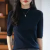Suéter de Punto de Otoño 2025 Nuevo para Mujer, Ajustado, Cuello Alto Medio, Manga Media, para Venta al por Mayor