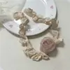 Gargantilla de encaje floral rosa vintage francesa transfronteriza para niñas, gargantilla dulce Lolita con rosas estilo bosque