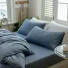 Set de Cuatro Piezas de Algodón Jersey Nishikawa Japonés Tejido en Color Estilo MUJI Set de Cuatro Piezas Ropa de Cama para Dormitorio Funda de Edredón Rayada Sábana