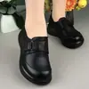 Mocassins de Couro Macio Feminino 2026 Outono Novo Plataforma Salto Grosso Sapatos Femininos Solado Macio Sapatos de Mãe Fashion Versátil Pequenos Sapatos de Couro