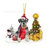 2023 nuevo creativo transfronterizo adornos de perro muñeco de nieve de Navidad adornos planos acrílicos para coche decoraciones de Navidad