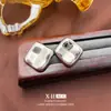 Pendientes Cuadrados Pequeños y Sencillos de Plata Estilo Coreano Exquisitos Geométricos Pendientes de Estilo Genial Modernos Versátiles Pendientes de Viaje para Mujer