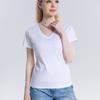 Nova Camiseta de Algodão Mercerizado de 15 Cores Dupla Face 80 Fios para Mulheres Branca Manga Curta Verão Solta Gola Redonda V Top Camiseta para Usar por Baixo