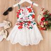 Ins Amazon Conjunto de Moda para Niña Verano Nuevo Niños Tirantes Encaje Estampado Falda Irregular Conjunto de Dos Piezas