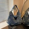 Bolso Retro de Mezclilla para Mujer, Bolso Cruzado de Gran Capacidad para el Trabajo, Nuevo Estilo 2026 Bolso de Hombro Único con Letras, Moderno
