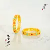 Anillo Ruyi de Corte Dorado Arena Mismo Estilo de la Joyería Puzuo Oro con Filigrana Roja y Azul Nuevo Anillo Índice Chinoiserie Retro para Mujer