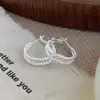 Pendientes Redondos Geométricos de Doble Capa con Plisado de Aguja de Plata Estilo Coreano Ins Estilo Fresco Pendientes Personalizados Pendientes de Nicho de Gama Alta