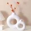 Jarrón de Cerámica con Flores Secas Nórdicas Transfronterizo Adornos Pequeños Sala de Estar Arreglo Floral Escritorio del Hogar Decoración Artística con Transferencia de Agua Creativo